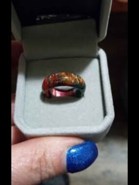 Opal Resin Plastic Ring Size 8 Women Jewelry